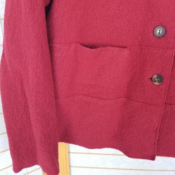 Elemente Clemente 100% Italian Boiled Wool Red Cardigan Sweater Coat Size 8 - Picture 2 of 12